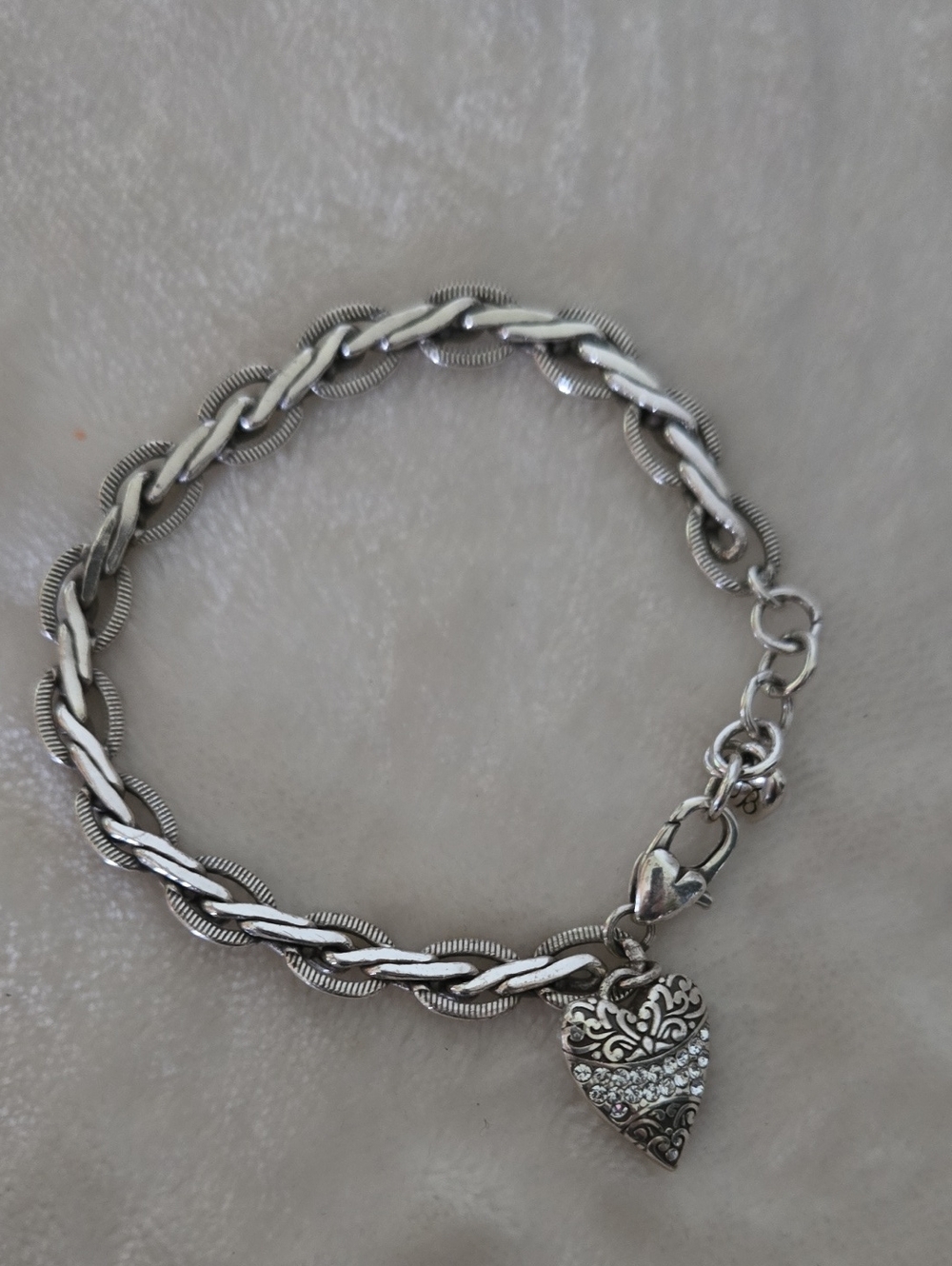 Brighton Silver Heart Charm Bracelet - Silver Tone